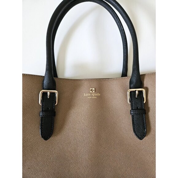Kate Spade New York Cove Street Color Block Airel Tote Dune/Black - Picture 2 of 13